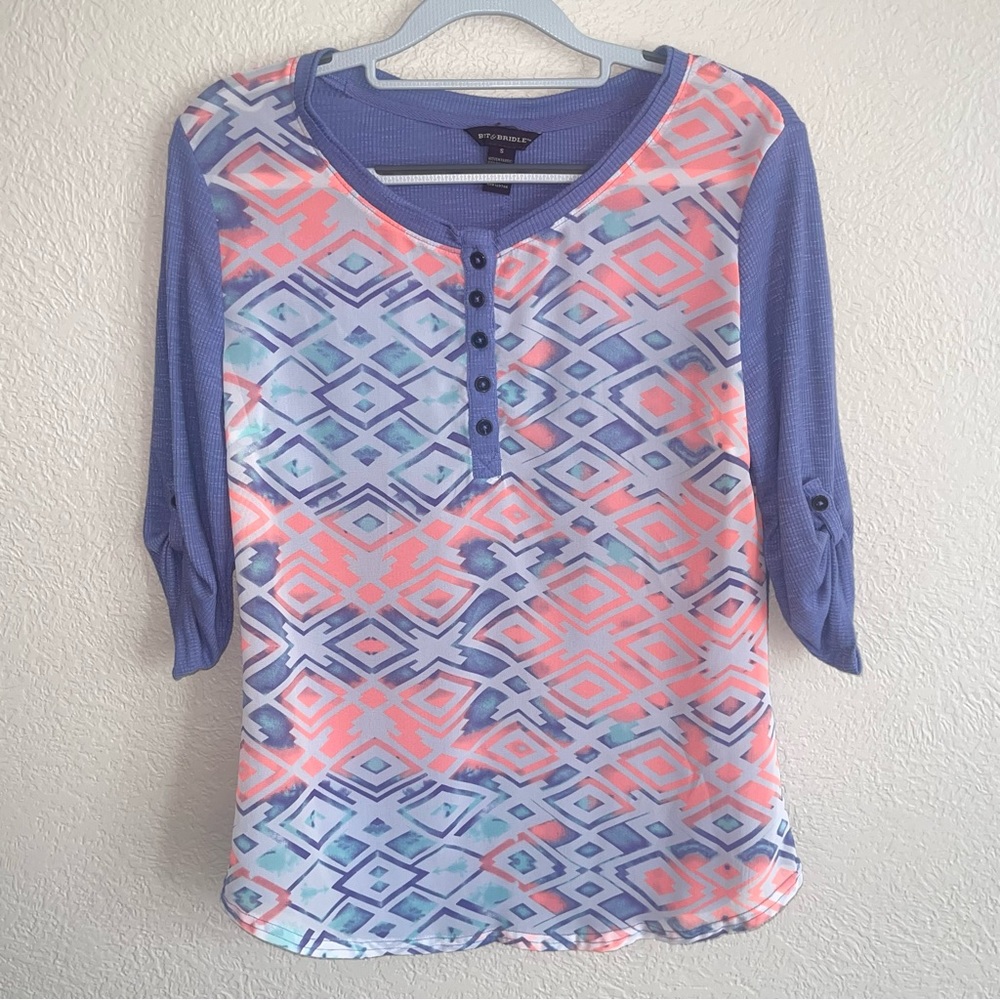 Bit & Bridle Purple & Neon Pink Thermal 3/4 Sleeve Shirt